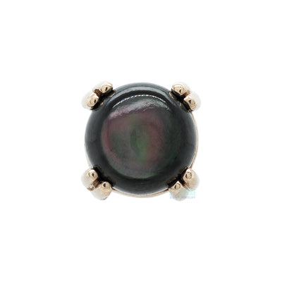 Black Mother of Pearl Cabochon Prong Set Threaded End in Gold & Platinum