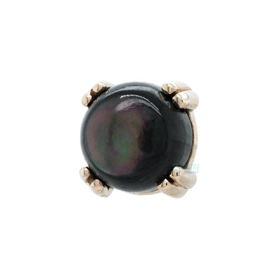 threadless: Black Mother of Pearl Cabochon Prong Set Pin in Gold