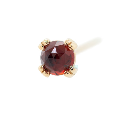 Rose Cut Garnet Prong Set Nostril Screw in Gold