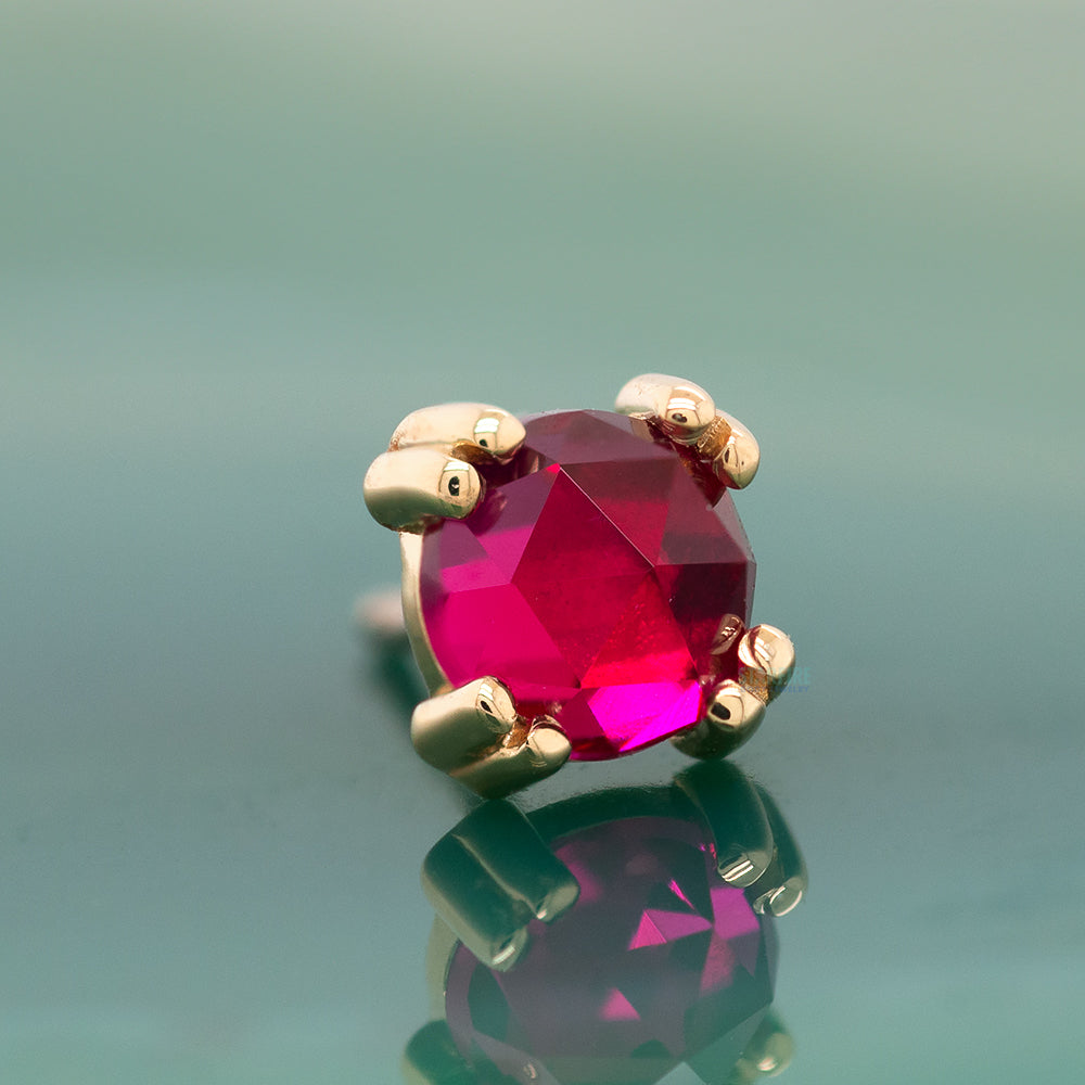 threadless: Rose Cut Ruby Cabochon Prong Set Pin in Gold & Platinum