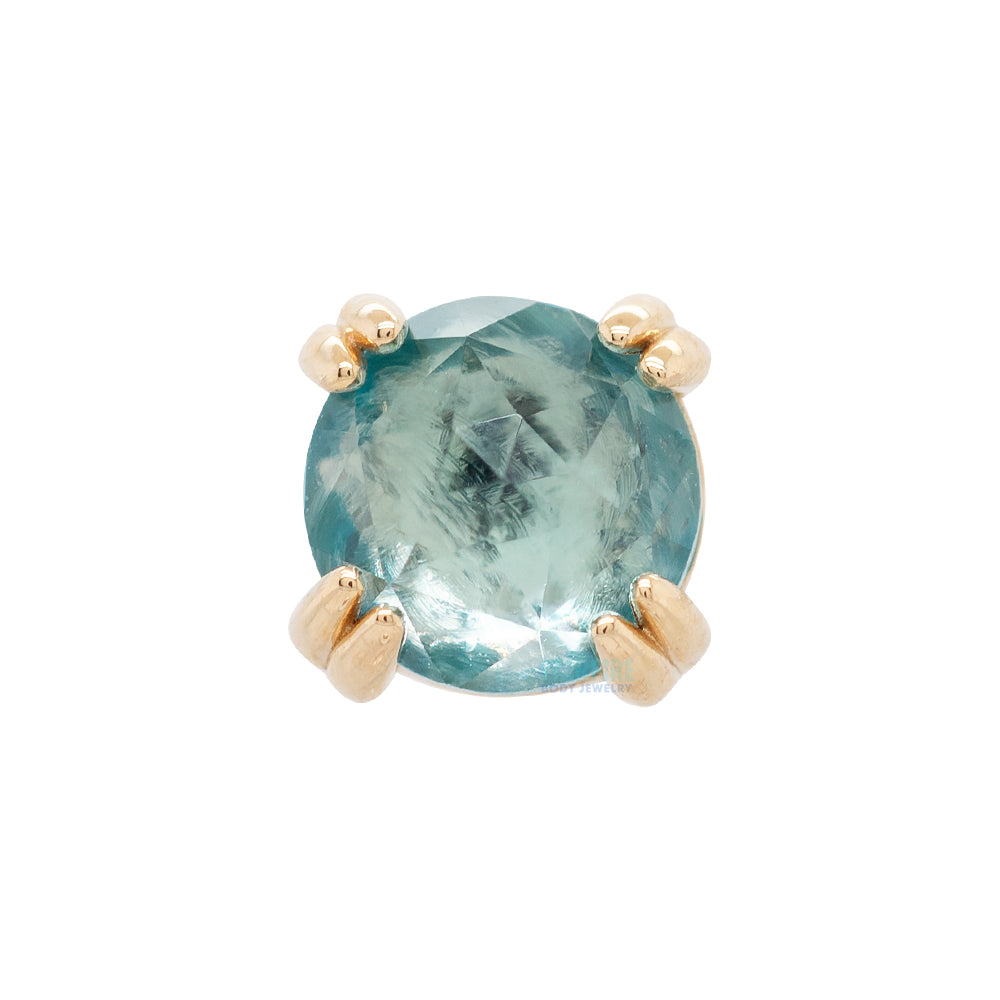 Rose Cut Swiss Blue Topaz Prong Set Threaded End in Gold & Platinum
