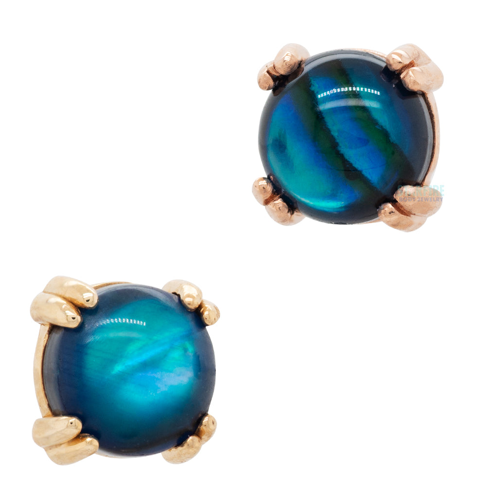 threadless: Paua Shell Cabochon Prong Set Pin in Gold