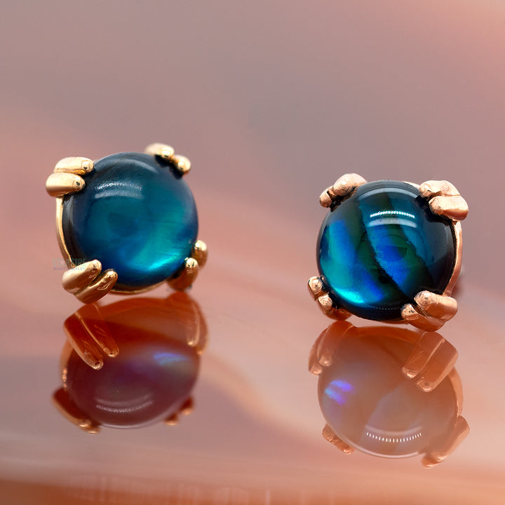 threadless: Paua Shell Cabochon Prong Set Pin in Gold & Platinum