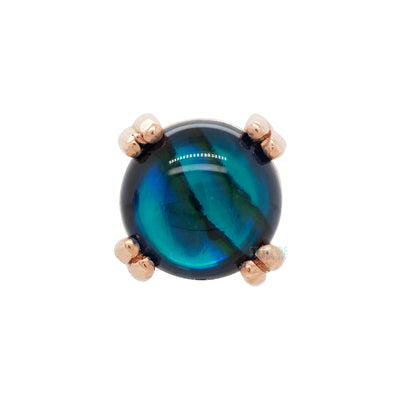 Paua Shell Cabochon Prong Set Threaded End in Gold & Platinum