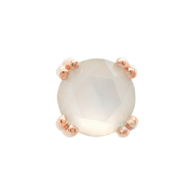 Rose Cut Aqua Chalcedony Prong Set Threaded End in Gold & Platinum