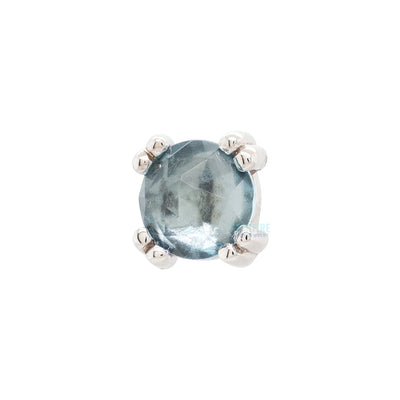 Rose Cut Aquamarine Prong Set Threaded End in Gold & Platinum