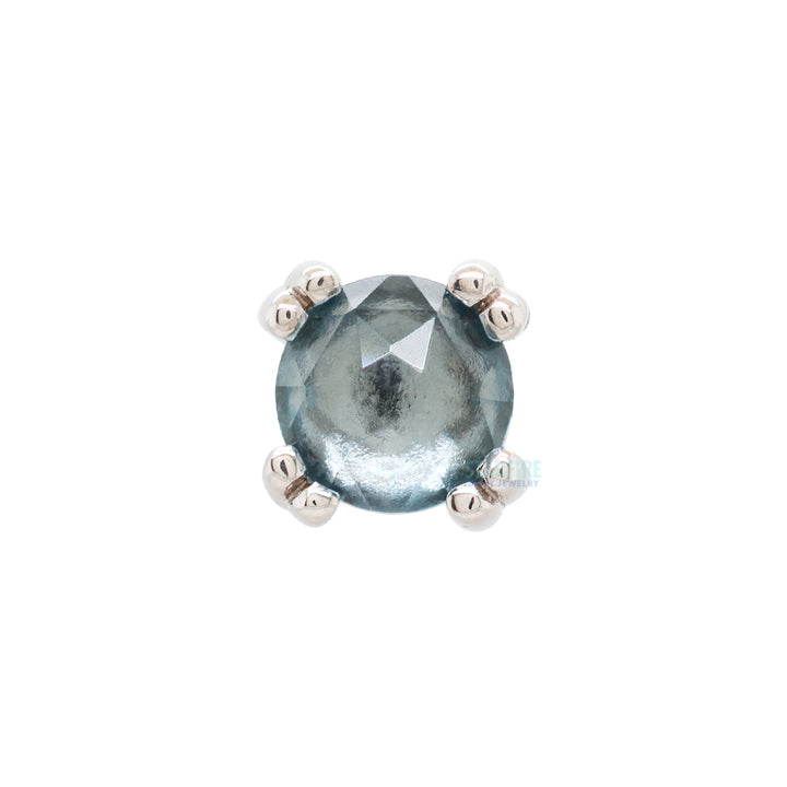 Rose Cut Aquamarine Prong Set Threaded End in Gold & Platinum