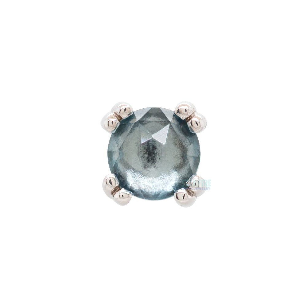 Rose Cut Aquamarine Prong Set Threaded End in Gold & Platinum