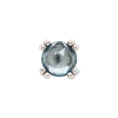 Rose Cut Aquamarine Prong Set Threaded End in Gold & Platinum