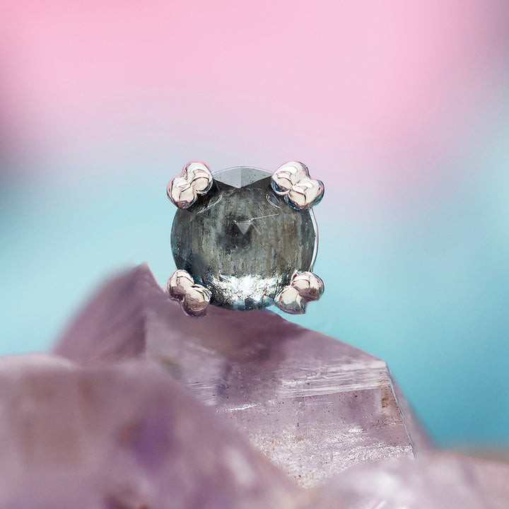 Rose Cut Aquamarine Prong Set Threaded End in Gold & Platinum