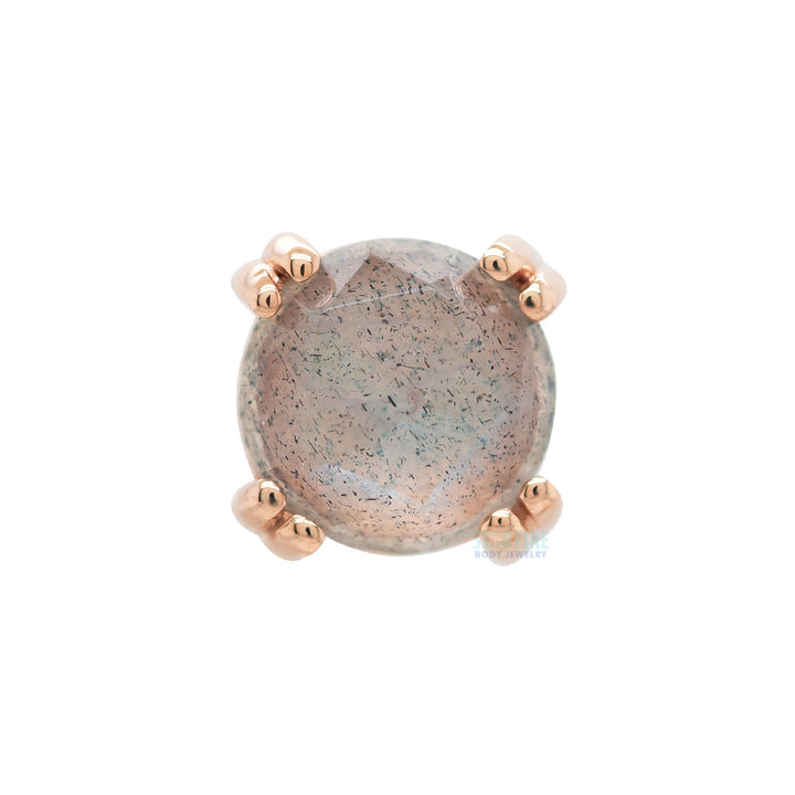 Rose Cut Labradorite Prong Set Threaded End in Gold & Platinum