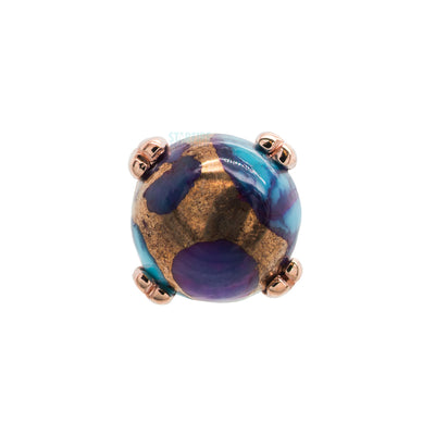 Copper Purple Turquoise Cabochon Prong Set Nostril Screw in Gold