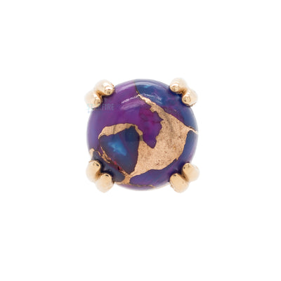 Copper Purple Turquoise Cabochon Prong Set Nostril Screw in Gold