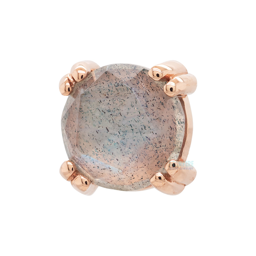 Rose Cut Labradorite Prong Set Threaded End in Gold