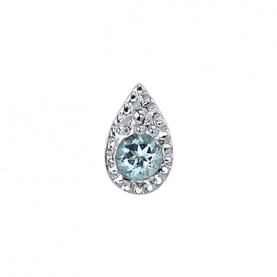 Pave Teardrop Threaded End in Gold with Aquamarine