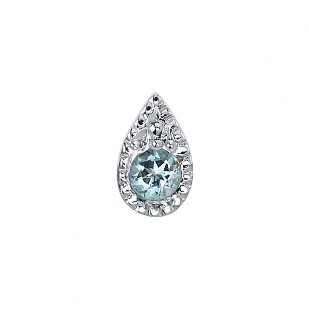 Pave Teardrop Threaded End in Gold with Aquamarine