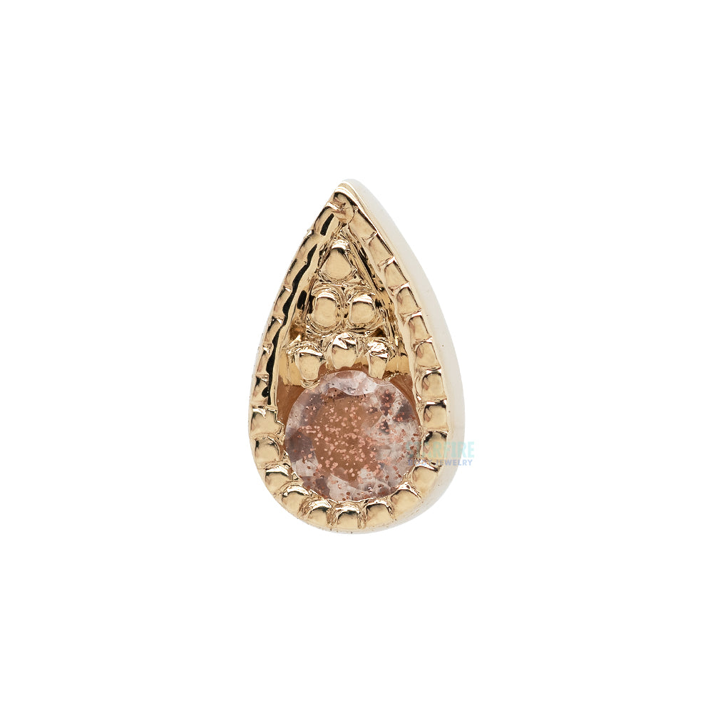 Pave Teardrop Threaded End in Gold with Oregon Sunstone