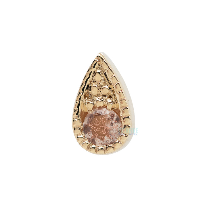 Pave Teardrop Threaded End in Gold with Oregon Sunstone