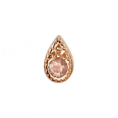 Pave Teardrop Threaded End in Gold with Oregon Sunstone