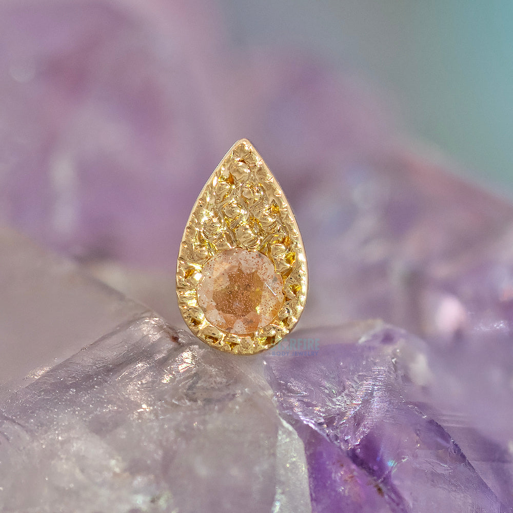 threadless: Pave Teardrop Pin in Gold with Oregon Sunstone