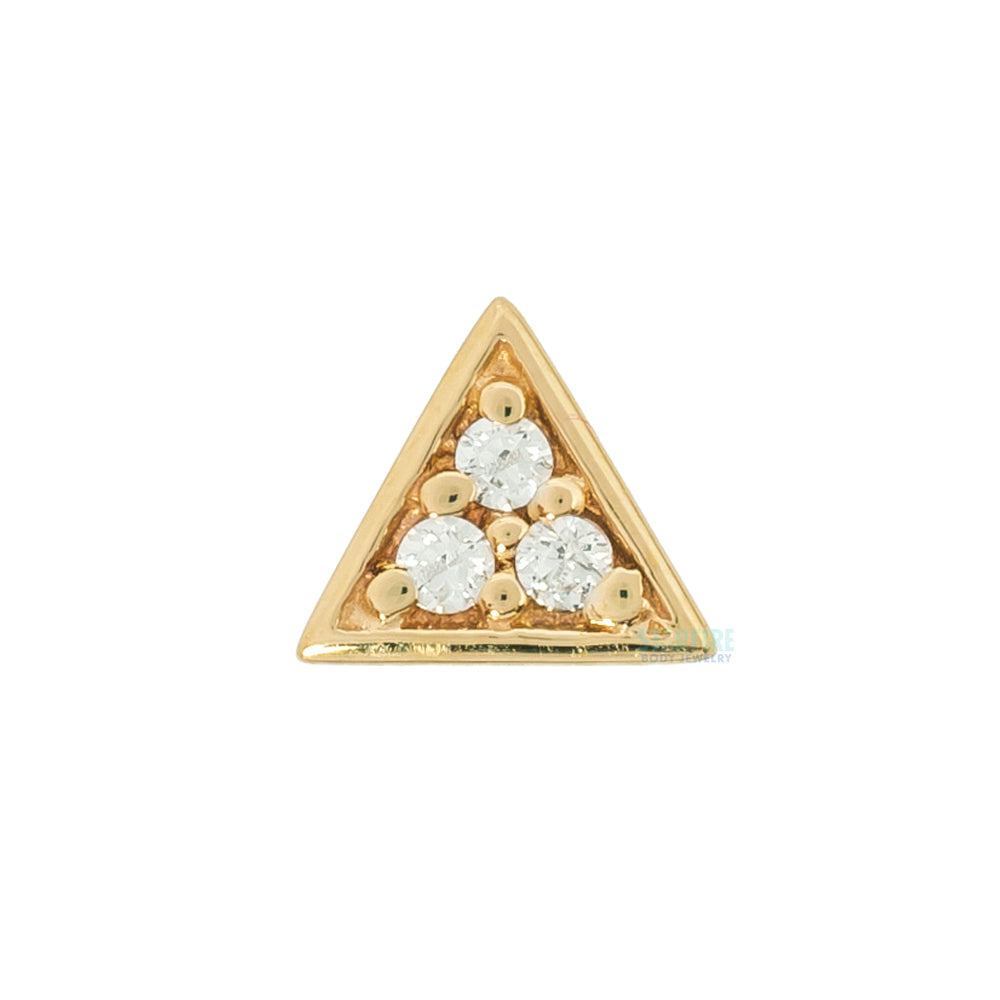 Micro Pave Triangle Threaded End in Gold with White CZ's