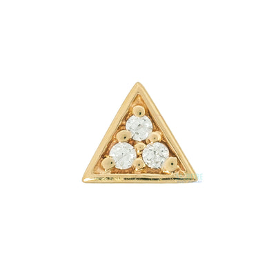 Micro Pave Triangle Threaded End in Gold with White CZ's