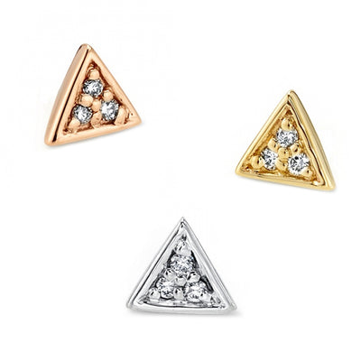 Micro Pave Triangle Threaded End in Gold with DIAMONDS