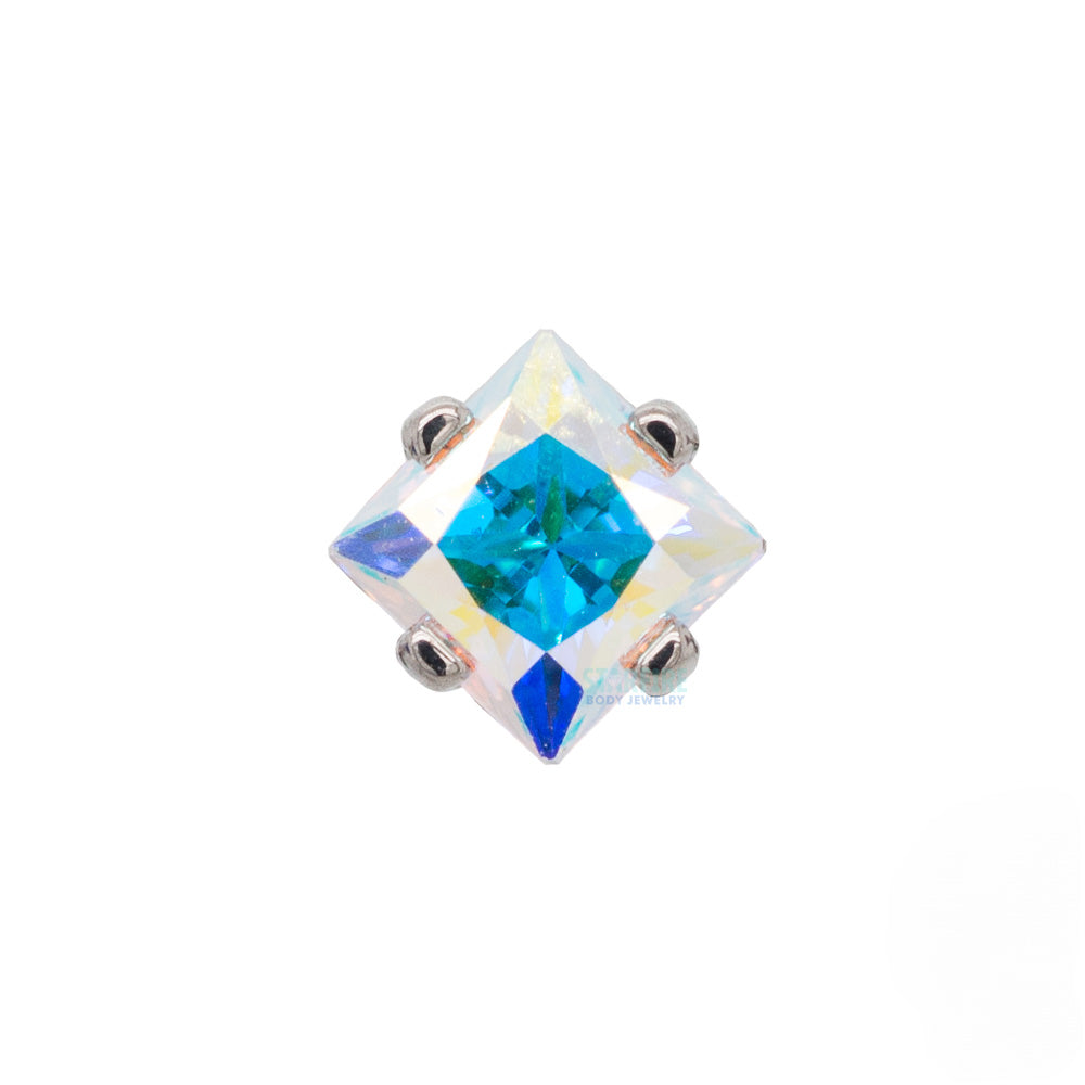 3mm Prong-Set Threaded End with Square Princess Star-Cut Faceted Gem