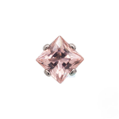 3mm Prong-Set Threaded End with Square Princess Star-Cut Faceted Gem