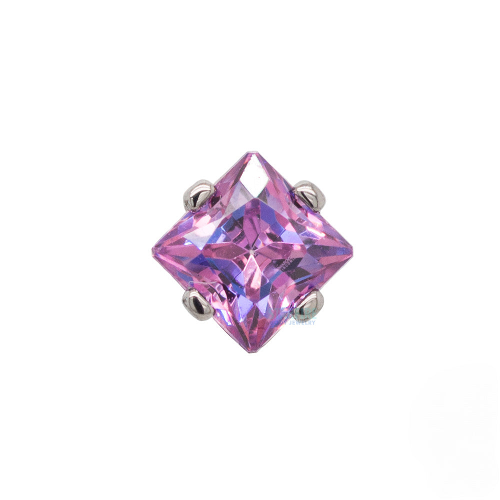 3mm Prong-Set Threaded End with Square Princess Star-Cut Faceted Gem