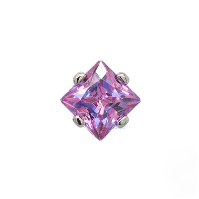 3mm Prong-Set Threaded End with Square Princess Star-Cut Faceted Gem