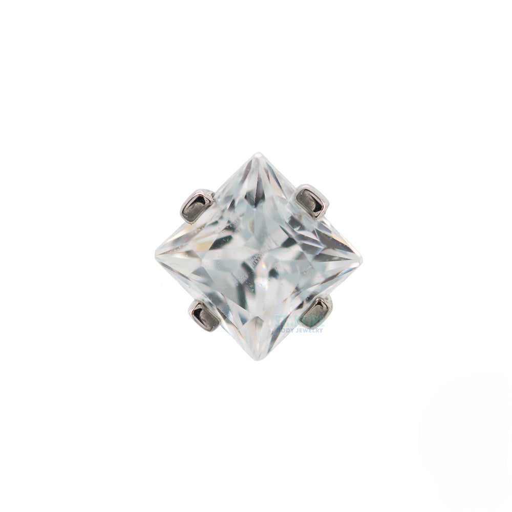 3mm Prong-Set Threaded End with Square Princess Star-Cut Faceted Gem