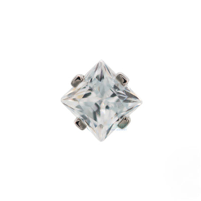 3mm Prong-Set Threaded End with Square Princess Star-Cut Faceted Gem