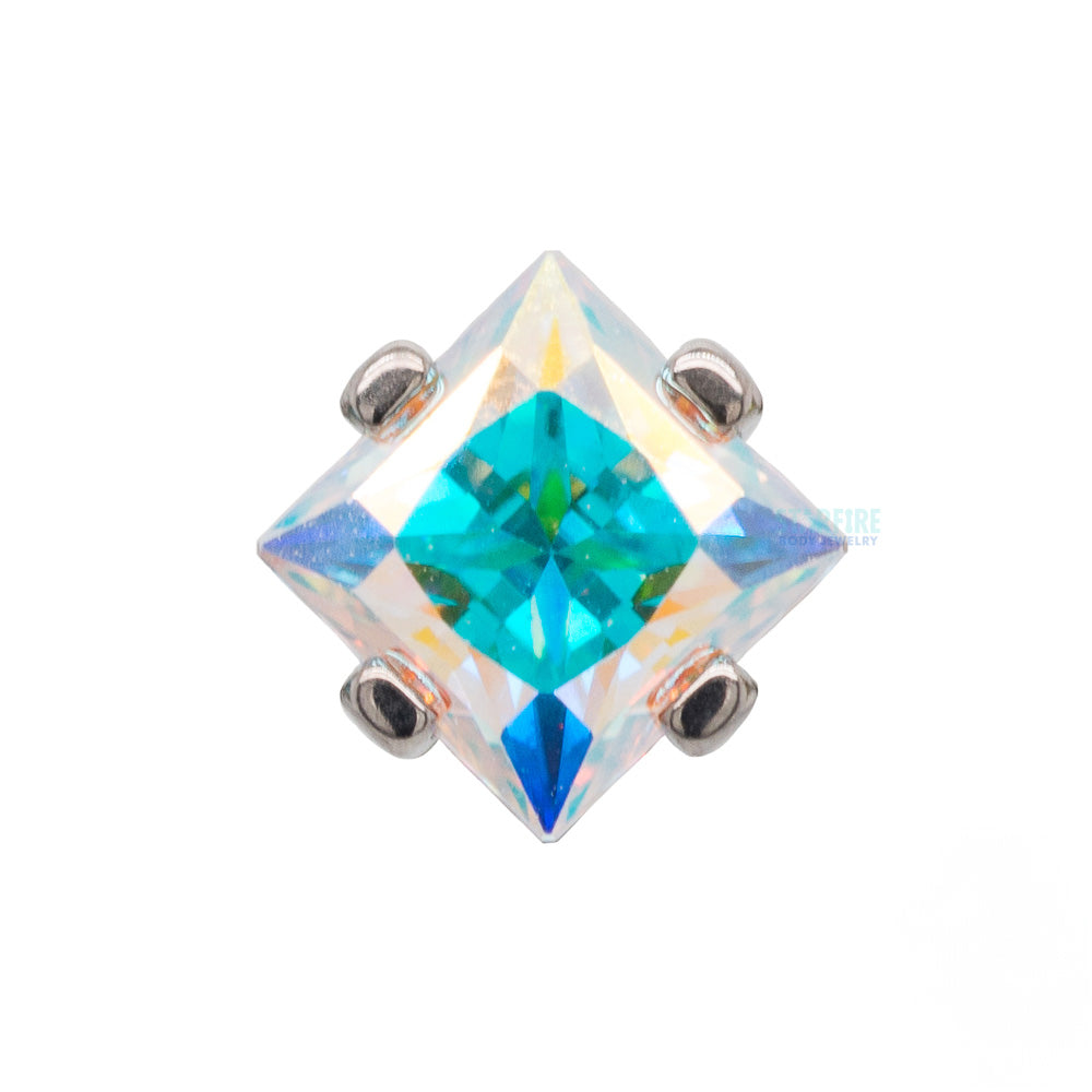 4mm Prong-Set Threaded End with Square Princess Star-Cut Faceted Gem