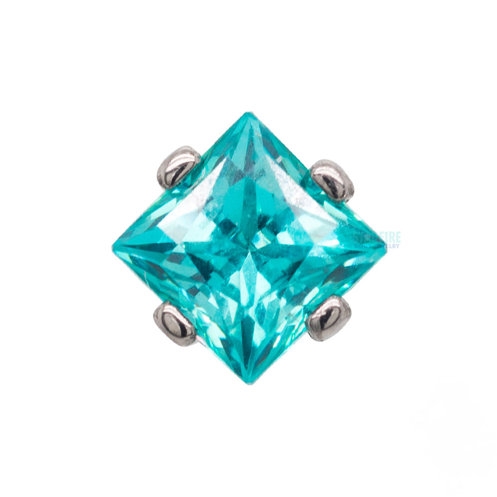 Prong-Set Threaded End with Square Princess Star-Cut Faceted Gem