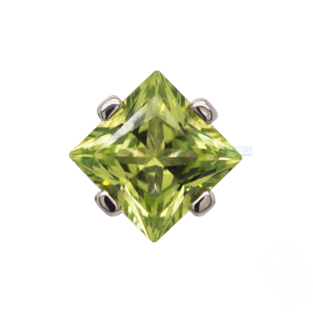 4mm Prong-Set Threaded End with Square Princess Star-Cut Faceted Gem