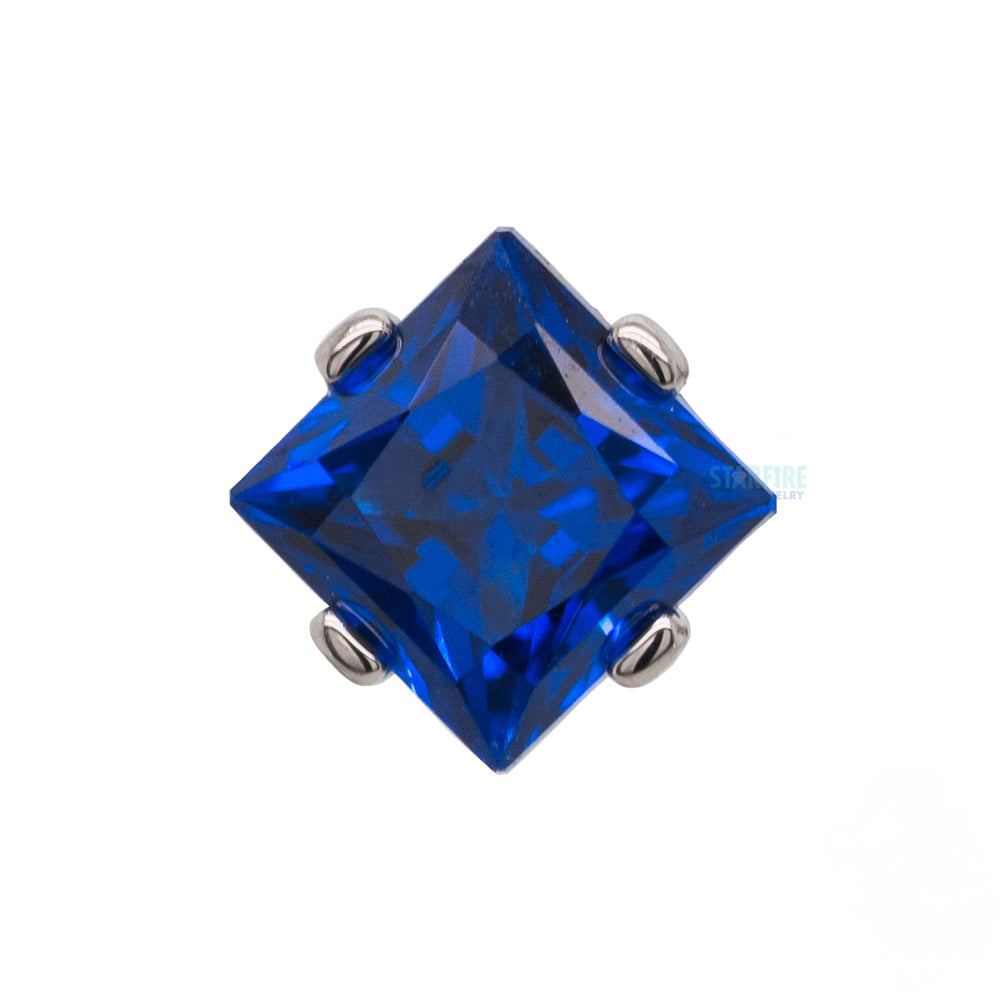 Prong-Set Threaded End with Square Princess Star-Cut Faceted Gem