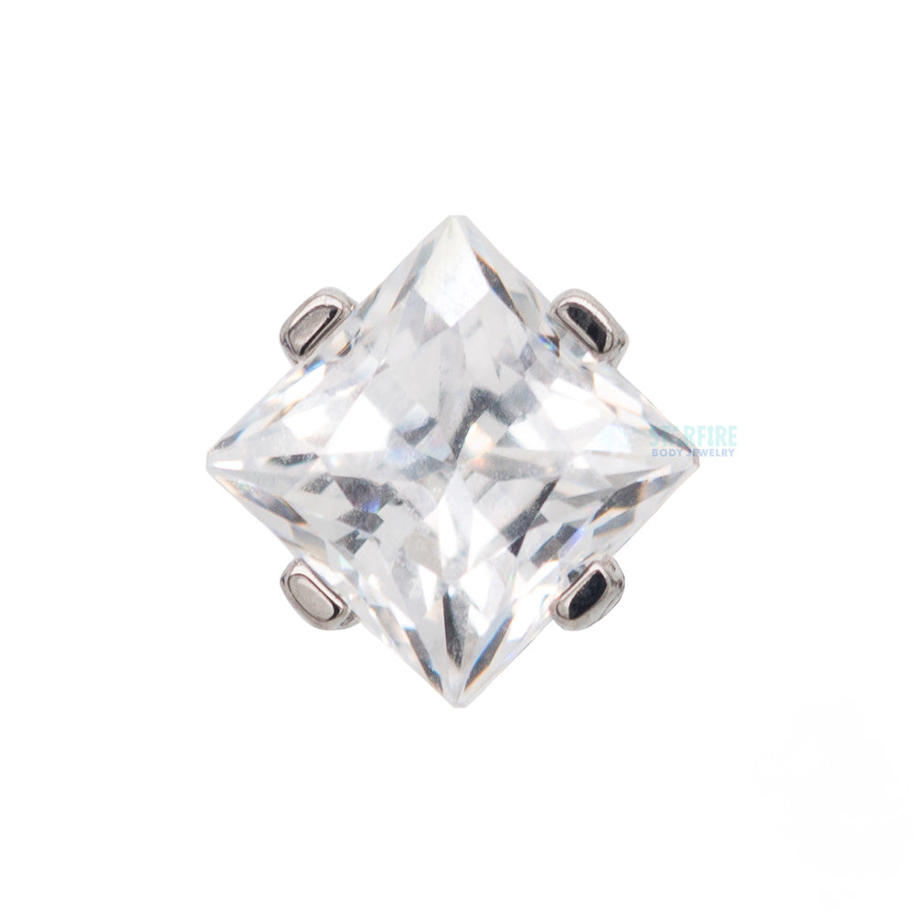 4mm Prong-Set Threaded End with Square Princess Star-Cut Faceted Gem