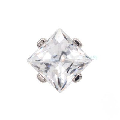 4mm Prong-Set Threaded End with Square Princess Star-Cut Faceted Gem