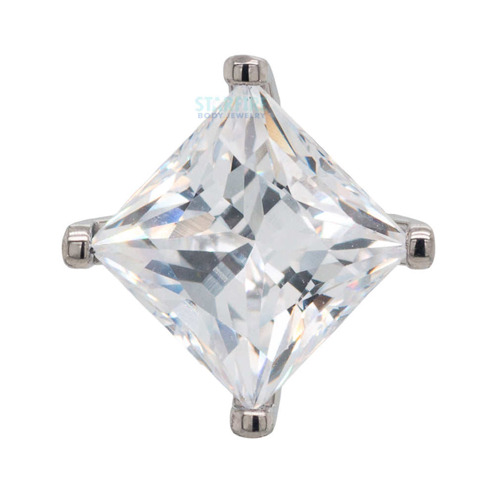6mm Prong-Set Threaded End with Square Princess Star-Cut Faceted Gem