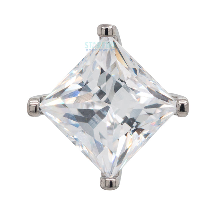 6mm Prong-Set Threaded End with Square Princess Star-Cut Faceted Gem