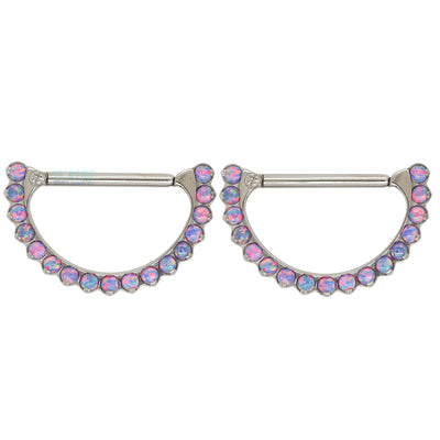 "Odyssey" Nipple Clickers #20 Prong-Set Opals - pair