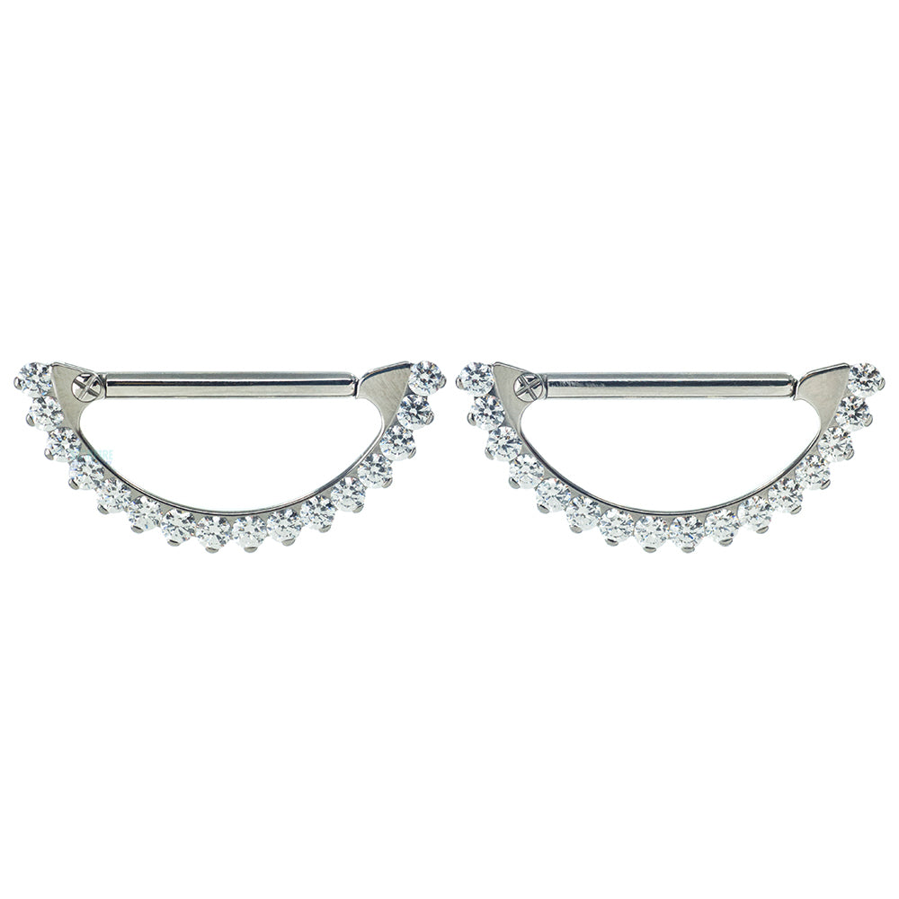 "Odyssey" Nipple Clickers #18 Prong-Set Faceted Gems - pair
