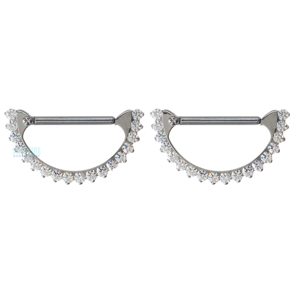 "Odyssey" Nipple Clickers #18 Prong-Set Faceted Gems - pair