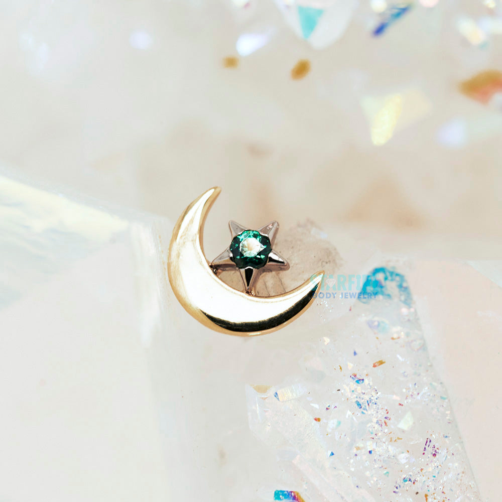 threadless: Moon End in Gold with Brilliant-Cut Gemmed Star in White Gold