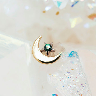 threadless: Moon End in Gold with Brilliant-Cut Gemmed Star in White Gold