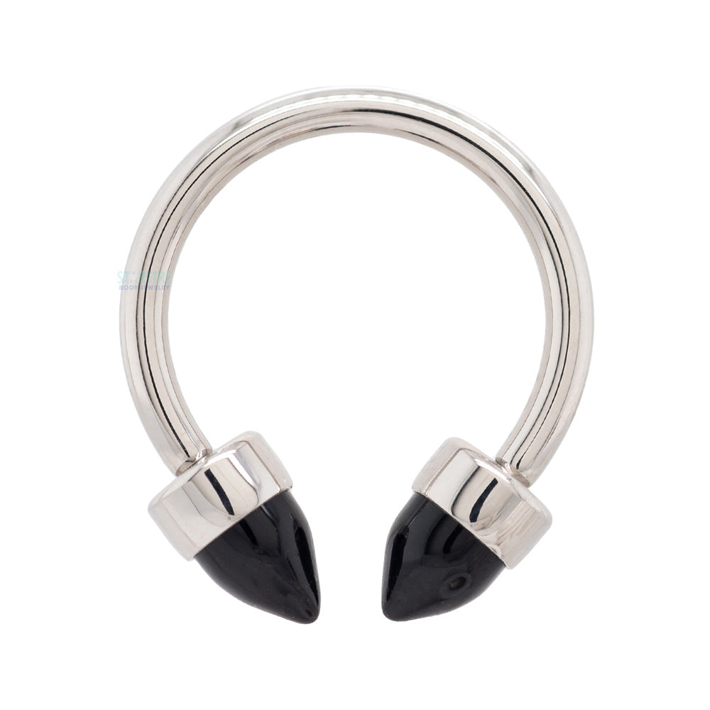Circular Barbell with 3mm Bullet-Cut Natural Stone in Bezel