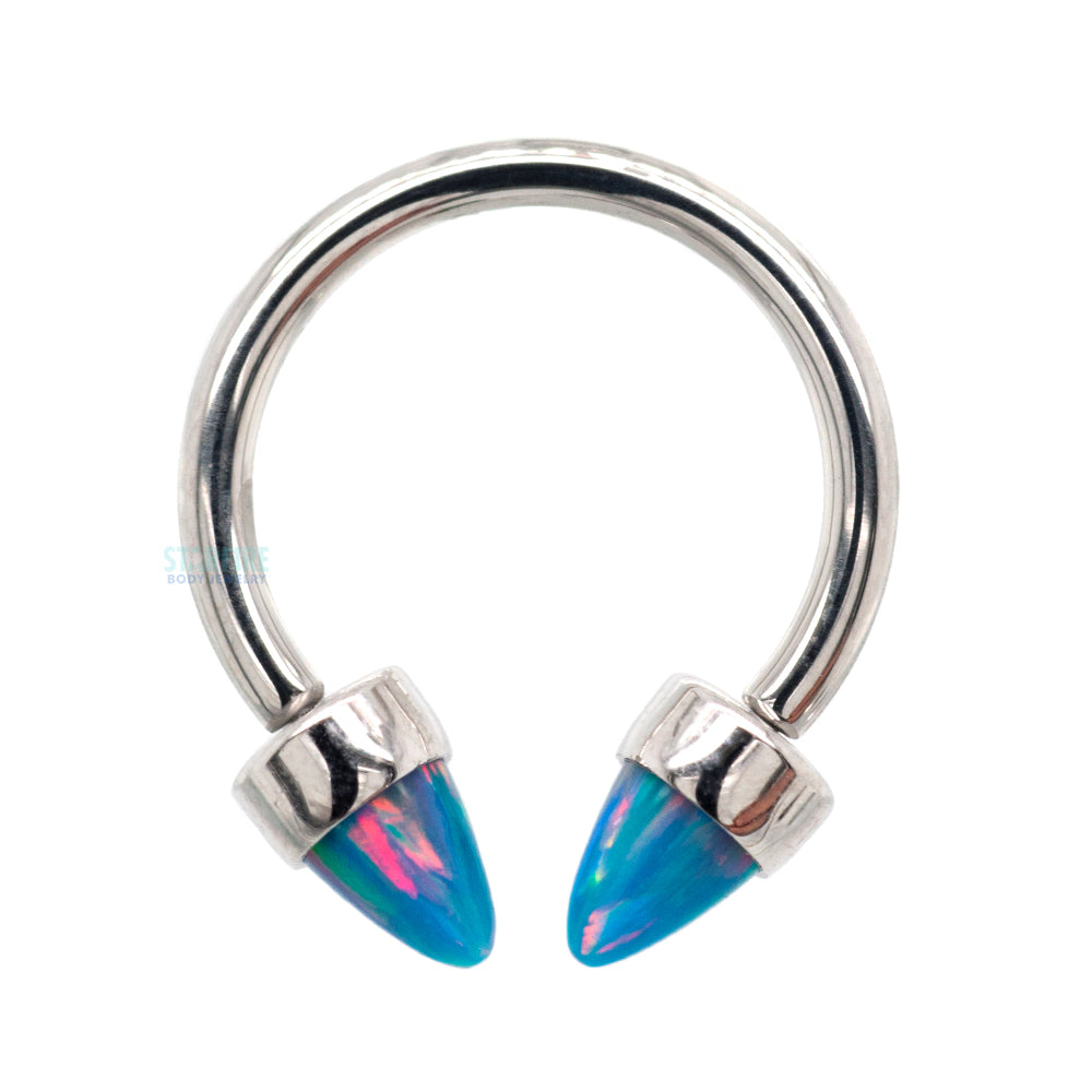 Circular Barbell with 3mm Bullet-Cut Opal in Bezel