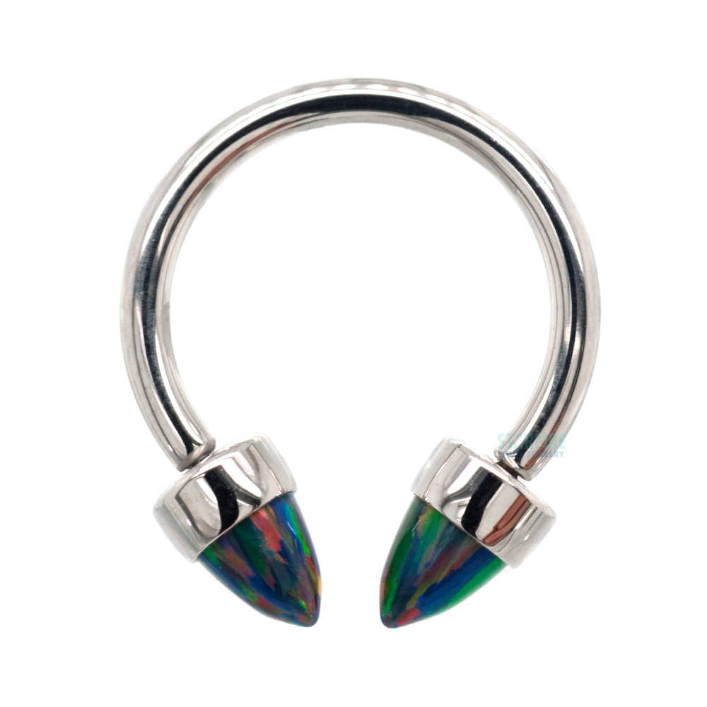Circular Barbell with 3mm Bullet-Cut Opal in Bezel