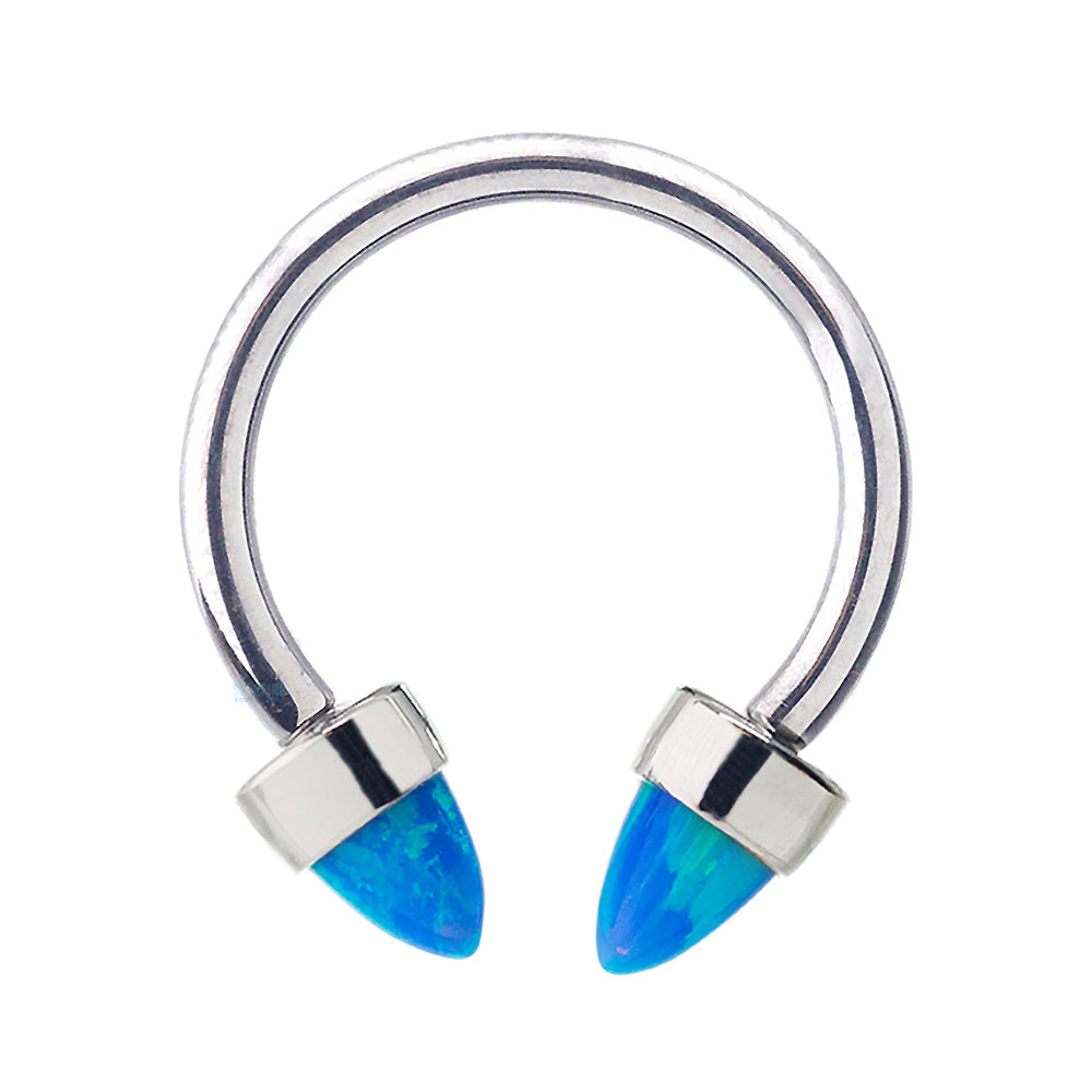 Circular Barbell with 3mm Bullet-Cut Opal in Bezel